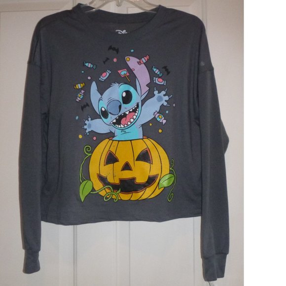 Womens Disney LILO & STITCH Halloween Crop T-Shirt Plus Size 1X 2X 3X NWT - Picture 1 of 2